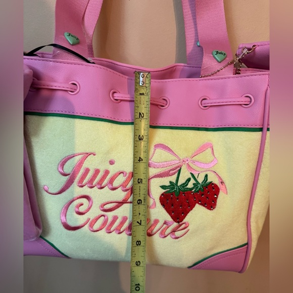 Juicy Couture Pink & Yellow Tote with Bow and Card Holder - Picture 7 of 11